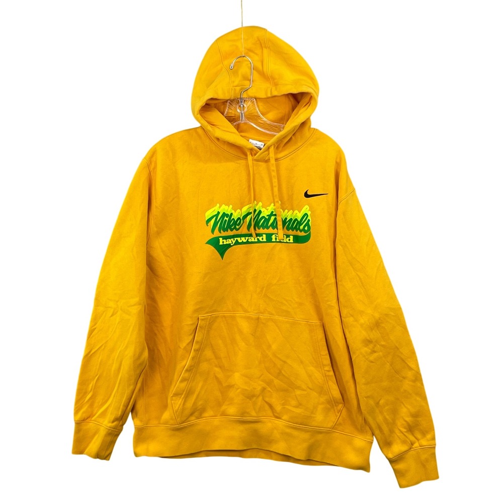 Nike Hoodie Men XL Yellow Nationals Hayward Field Graphic Fleece Sweatshirt